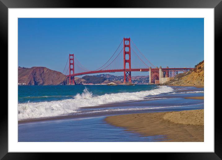 Golden Gate Bridge & Baker Beach Framed Mounted Print by Melanie Viola
