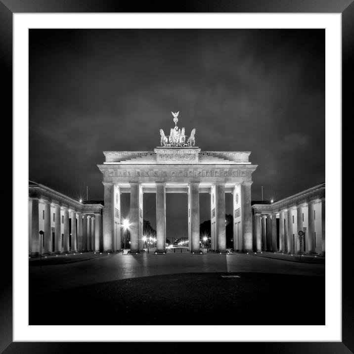 Brandenburg Gate BERLIN black&white Framed Mounted Print by Melanie Viola