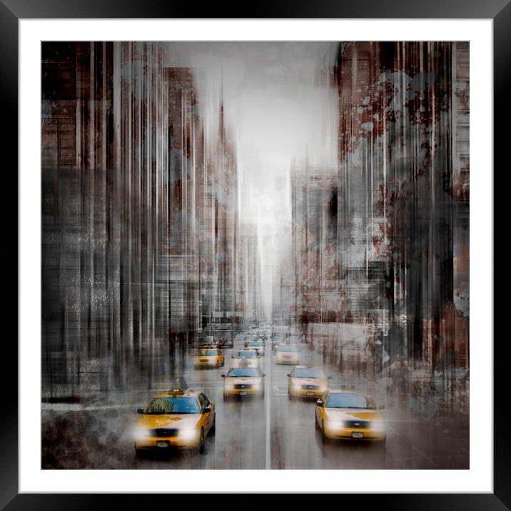 City-Art NYC 5th Avenue Traffic Framed Mounted Print by Melanie Viola