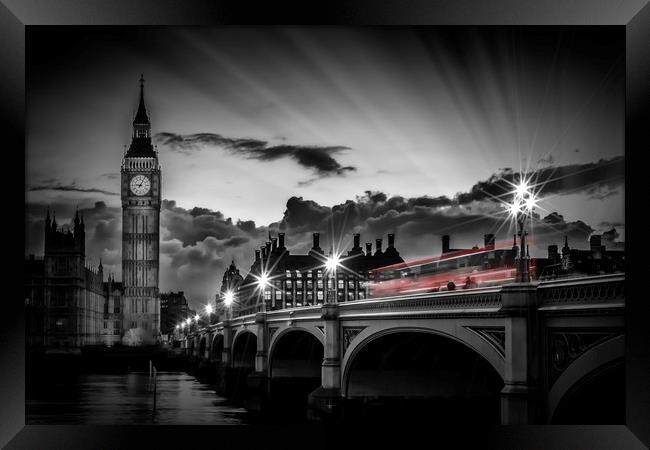 LONDON Westminster Bridge at Sunset Framed Print by Melanie Viola
