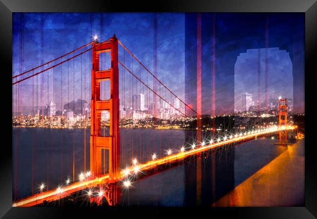 City Art Golden Gate Bridge Composing Framed Print by Melanie Viola