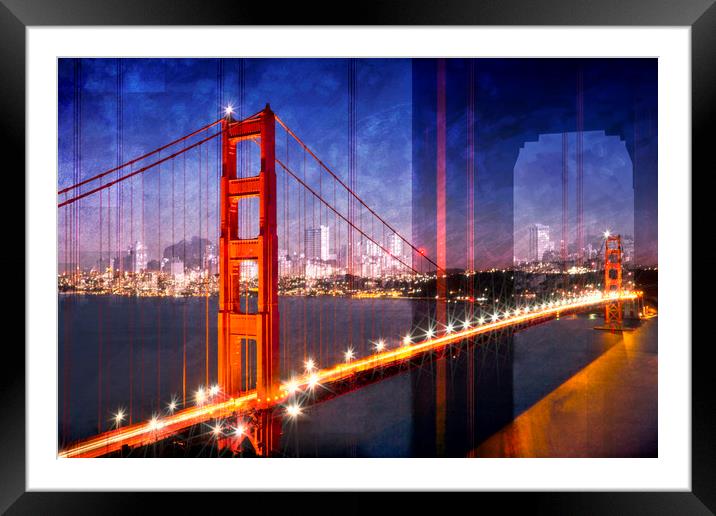 City Art Golden Gate Bridge Composing Framed Mounted Print by Melanie Viola
