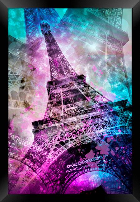 Pop Art Eiffel Tower Framed Print by Melanie Viola
