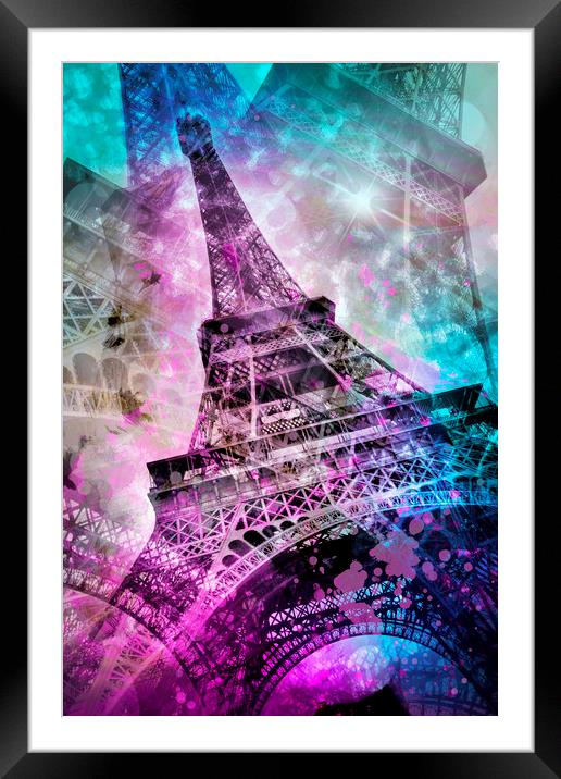 Pop Art Eiffel Tower Framed Mounted Print by Melanie Viola