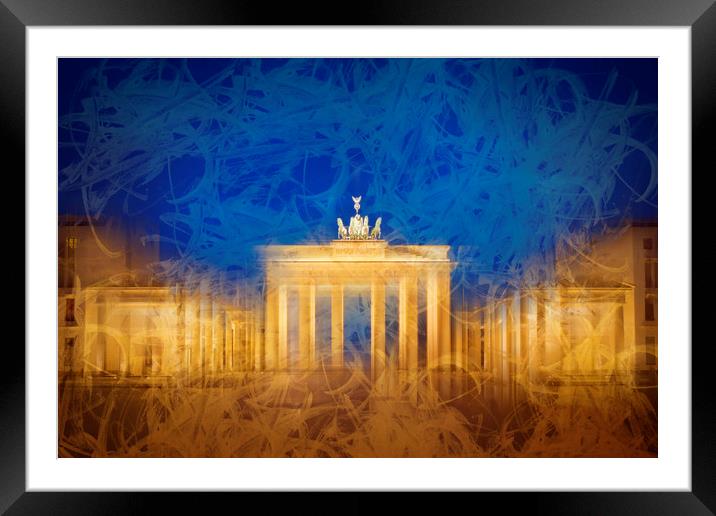 Modern Art BERLIN Brandenburg Gate Framed Mounted Print by Melanie Viola