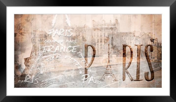 Modern Art PARIS Collage Framed Mounted Print by Melanie Viola