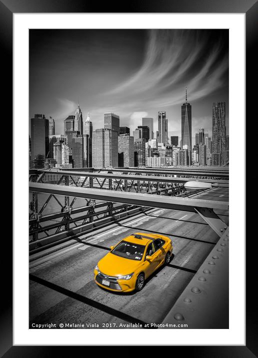 Brooklyn Bridge View Framed Mounted Print by Melanie Viola