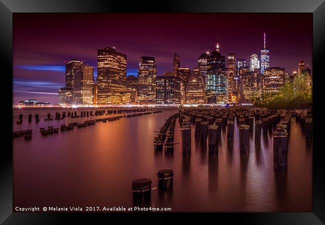 Manhattan Skyline at Sunset  Framed Print by Melanie Viola