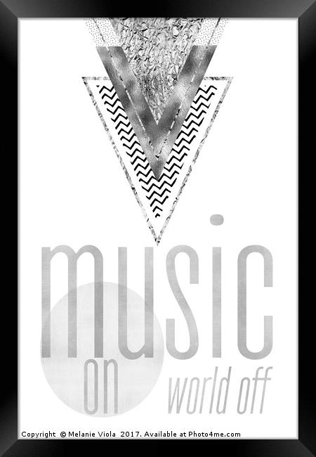 GRAPHIC ART Music on - World off | silver Framed Print by Melanie Viola