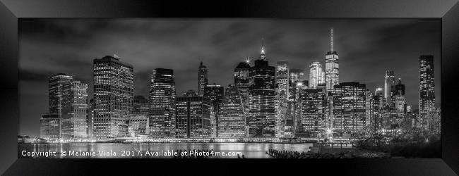 NEW YORK CITY Night Skyline | Panoramic Framed Print by Melanie Viola