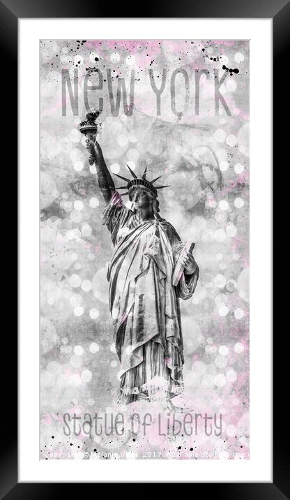 Graphic Art NEW YORK CITY Statue of Liberty Framed Mounted Print by Melanie Viola