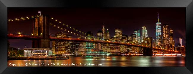 BROOKLYN BRIDGE Idyllic Nightscape | Panoramic Framed Print by Melanie Viola