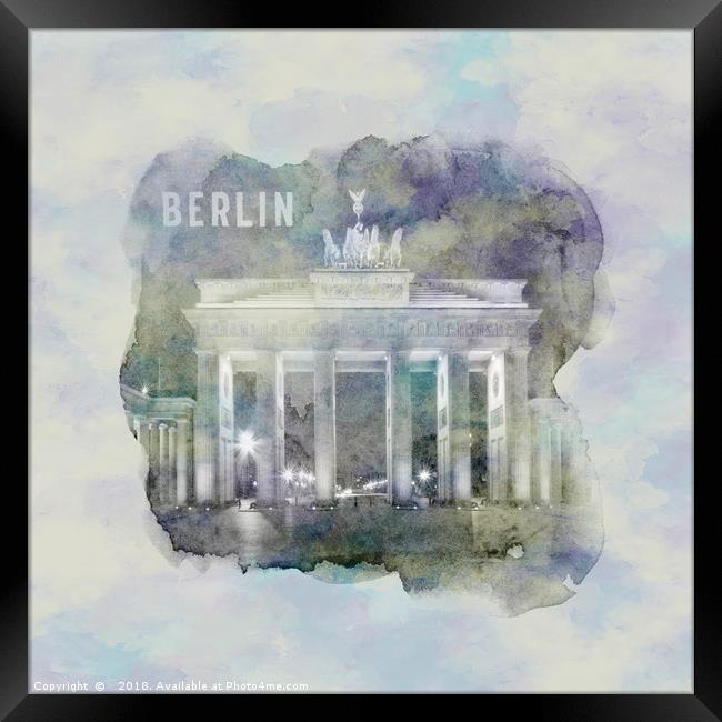 BERLIN Brandenburg Gate | watercolor Framed Print by Melanie Viola
