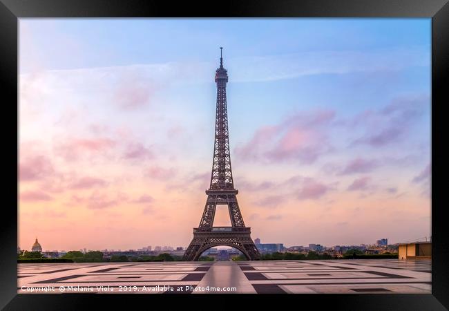 Eiffel Tower Sunrise Framed Print by Melanie Viola