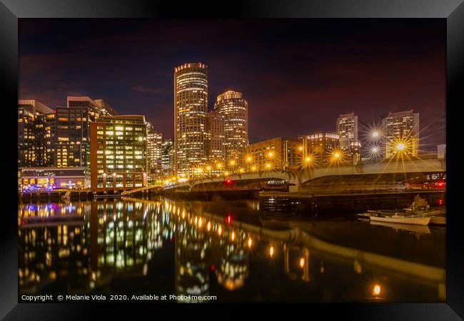 BOSTON Harborwalk Nightscape  Framed Print by Melanie Viola