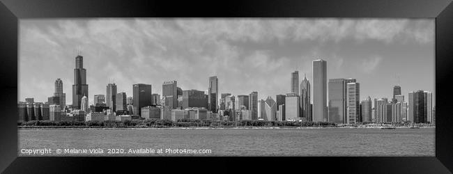 Chicago Skyline | Panorama Monochrome Framed Print by Melanie Viola