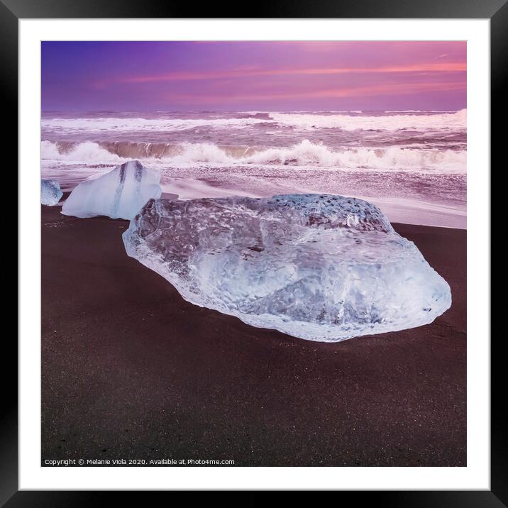 ICELAND Blocks of ice on the coast  Framed Mounted Print by Melanie Viola