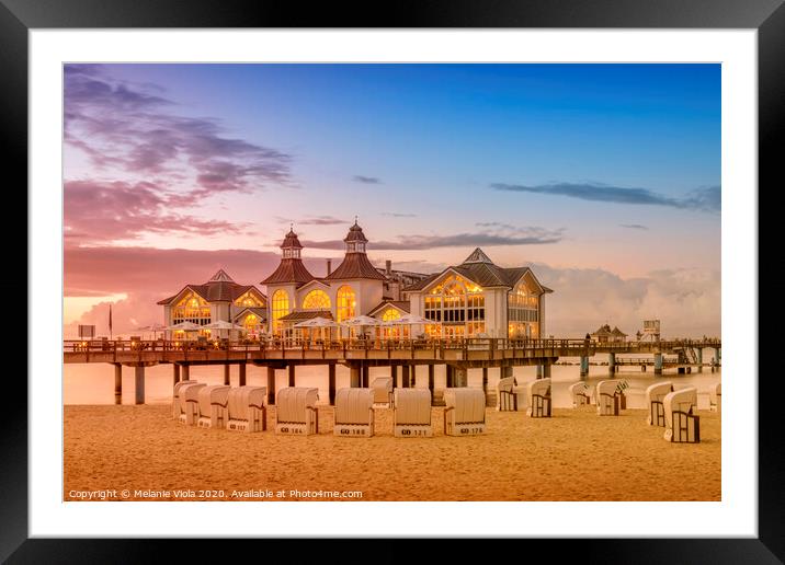 BALTIC SEA Sellin Pier during sunset Framed Mounted Print by Melanie Viola