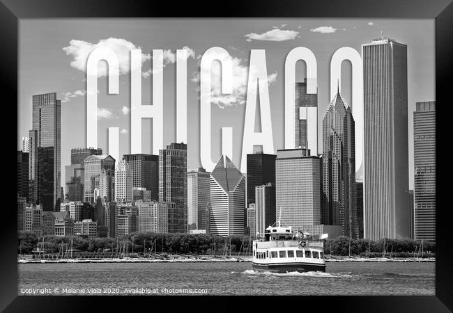 CHICAGO Skyline | monochrome Framed Print by Melanie Viola