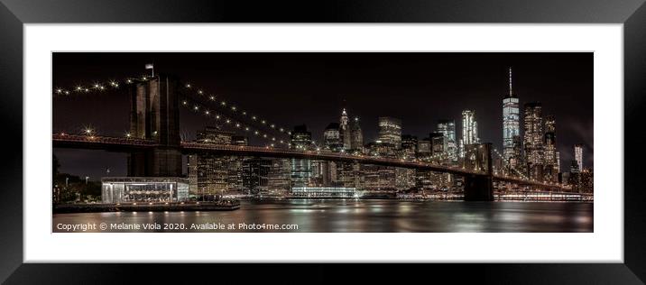 MANHATTAN SKYLINE & BROOKLYN BRIDGE Idyllic Nights Framed Mounted Print by Melanie Viola