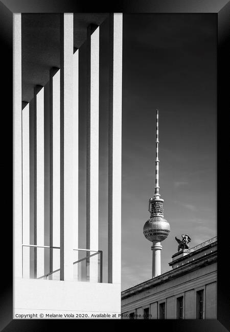 BERLIN Television Tower & Museum Island | Monochrome Framed Print by Melanie Viola
