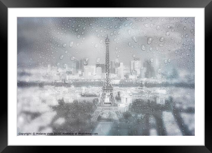 PARIS SKYLINE Rainy Day | dreamy blue  Framed Mounted Print by Melanie Viola