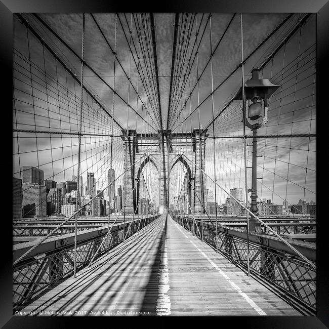NEW YORK CITY Brooklyn Bridge | Monochrom Framed Print by Melanie Viola