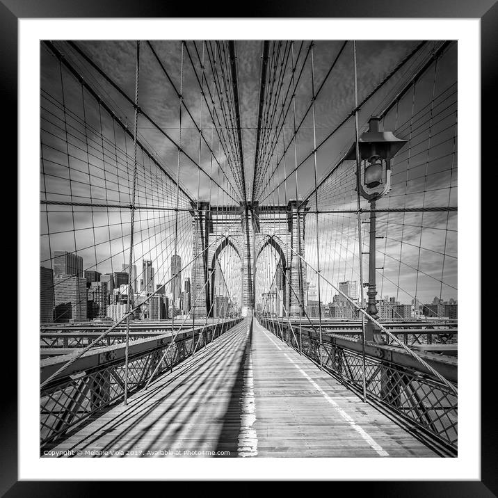 NEW YORK CITY Brooklyn Bridge | Monochrom Framed Mounted Print by Melanie Viola