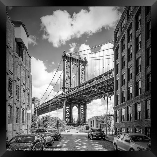 NEW YORK CITY Manhattan Bridge | Monochrome Framed Print by Melanie Viola
