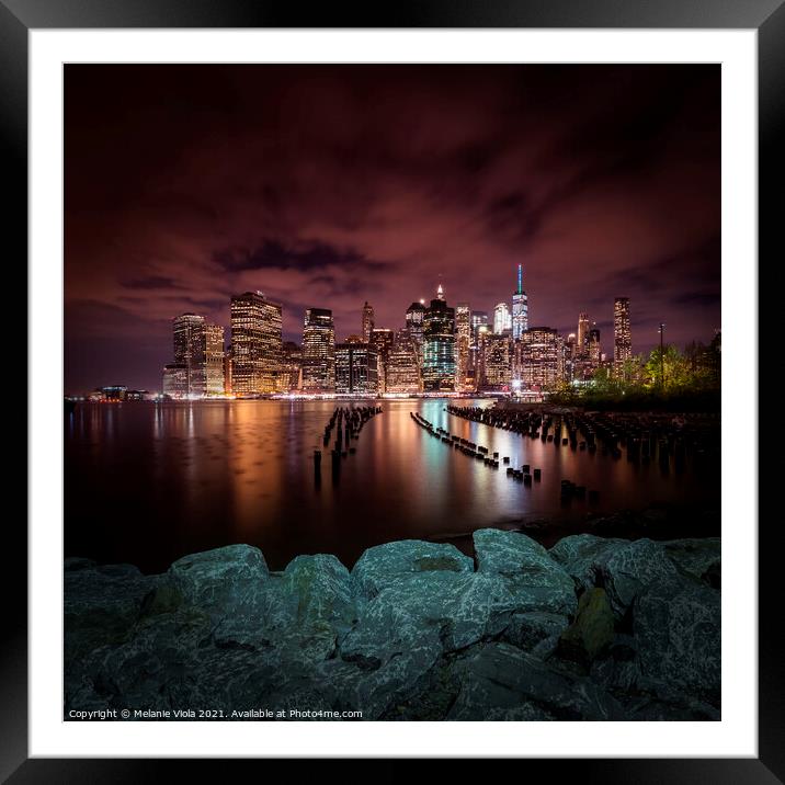 MANHATTAN SKYLINE Evening Atmosphere in New York City  Framed Mounted Print by Melanie Viola