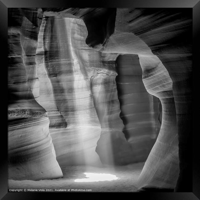 ANTELOPE CANYON Lightbeam | monochrome Framed Print by Melanie Viola