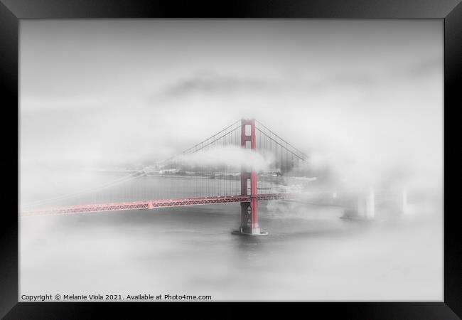 Foggy Golden Gate Bridge | colorkey Framed Print by Melanie Viola