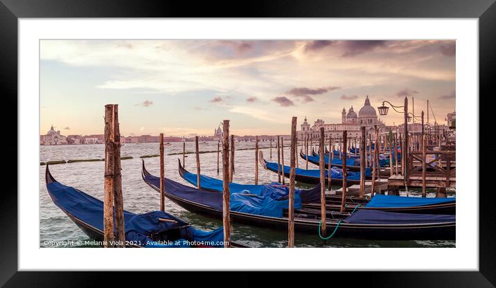 VENICE Gondolas & Santa Maria della Salute | Panorama Framed Mounted Print by Melanie Viola