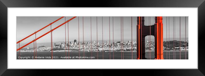Golden Gate Bridge Color Pop – Panoramic View Framed Mounted Print by Melanie Viola