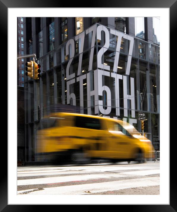 Taxi cab on 5th Avenue, New York  Framed Mounted Print by Peter Towle