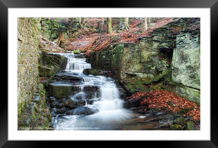 Lumsdale Falls Framed Mounted Print by Peter Towle