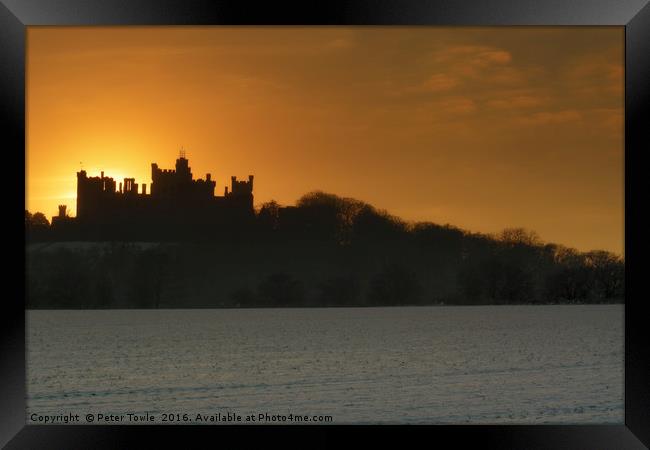 Winters sunset at Belvoir Castle Framed Print by Peter Towle