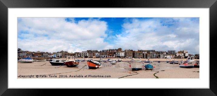 Fishing boats at low tide,St Ives, Cornwall Framed Mounted Print by Peter Towle