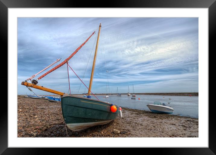 Wells Next The Sea at low tide. Framed Mounted Print by Peter Towle