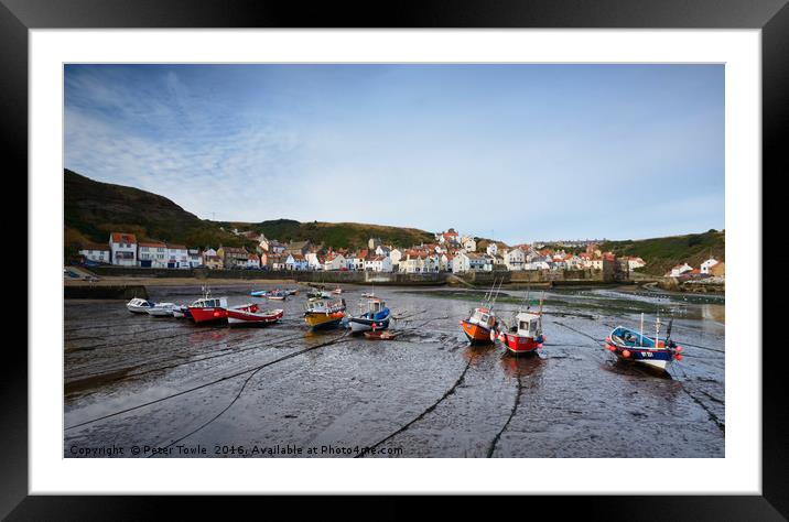 Low tide, Staithes Framed Mounted Print by Peter Towle