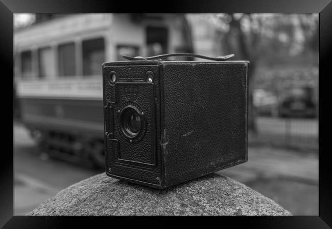 Vintage Camera Ensign 2 1/4 B Box Camera 1920s Framed Print by Joe savage