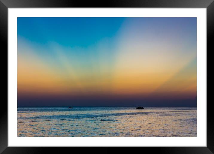 Sunset over The Adriatic Sea, Porec, Croatia Framed Mounted Print by Pauline MacFarlane