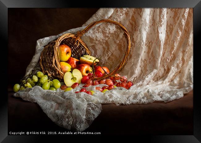 Grapes and apples Framed Print by Angela H