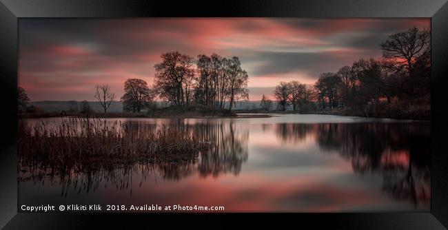 Larbert Loch Sunset Framed Print by Angela H
