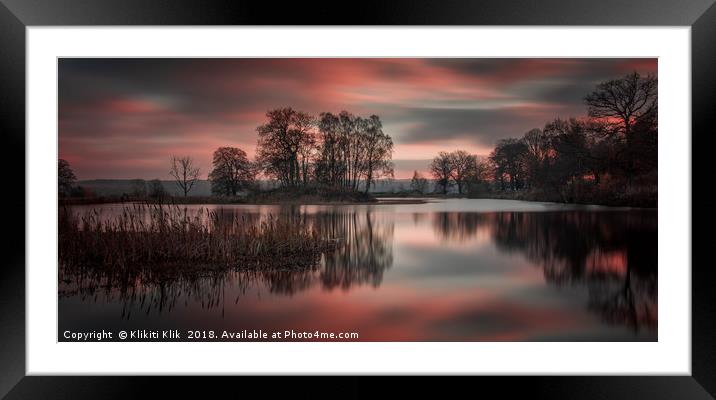 Larbert Loch Sunset Framed Mounted Print by Angela H