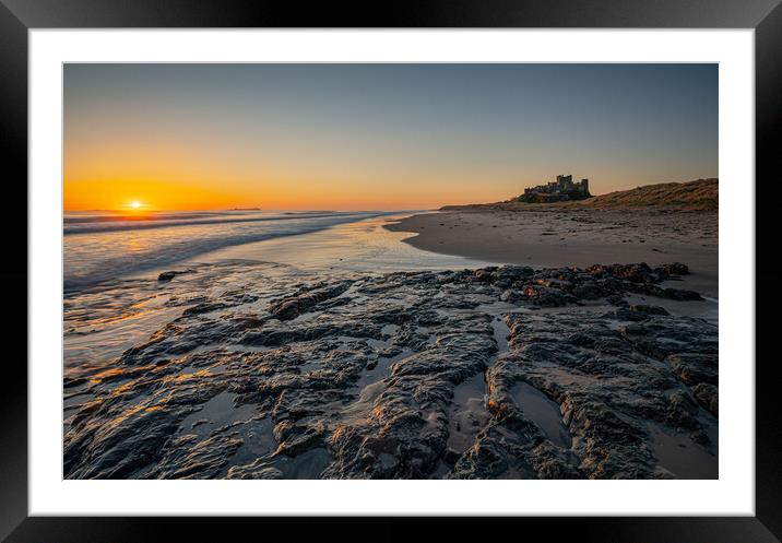 Bamburgh Castle Sunrise Framed Mounted Print by Michael Brookes