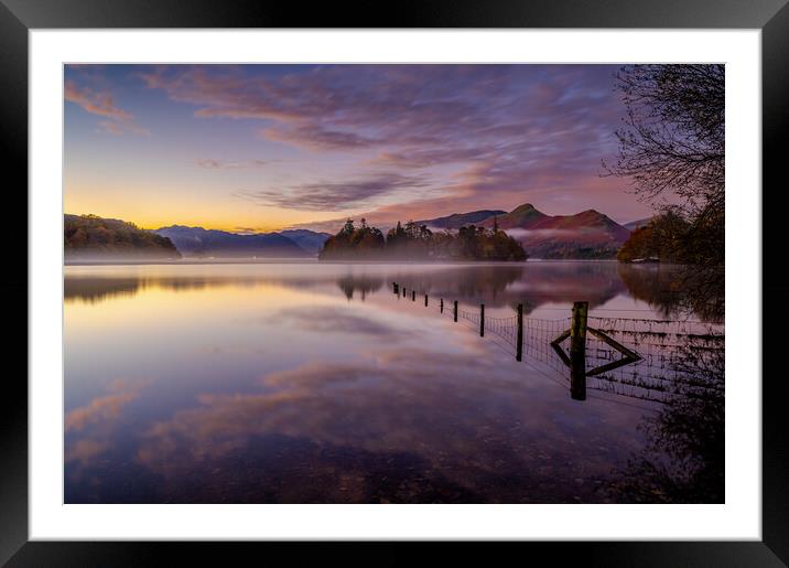Derwent Water and Catbells Framed Mounted Print by Michael Brookes