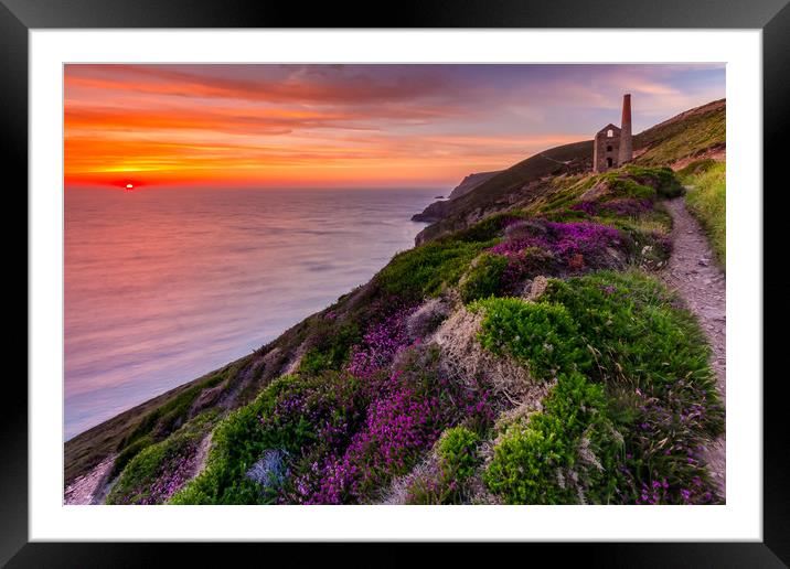 Wheal Coates Sunset Framed Mounted Print by Michael Brookes