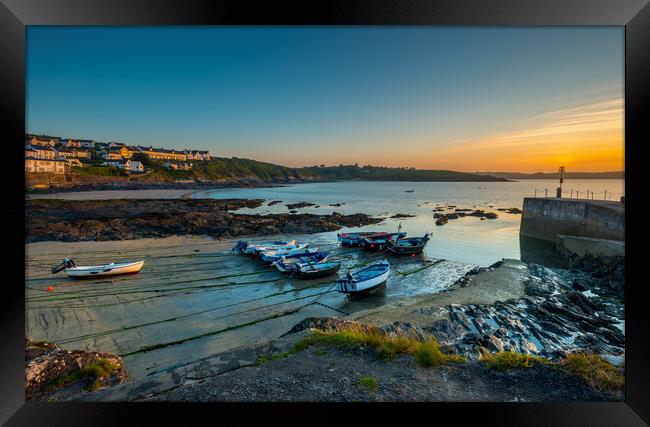 Porthscatho harbor at dawn Framed Print by Michael Brookes