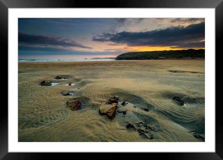 Low tide at Perranporth Framed Mounted Print by Michael Brookes